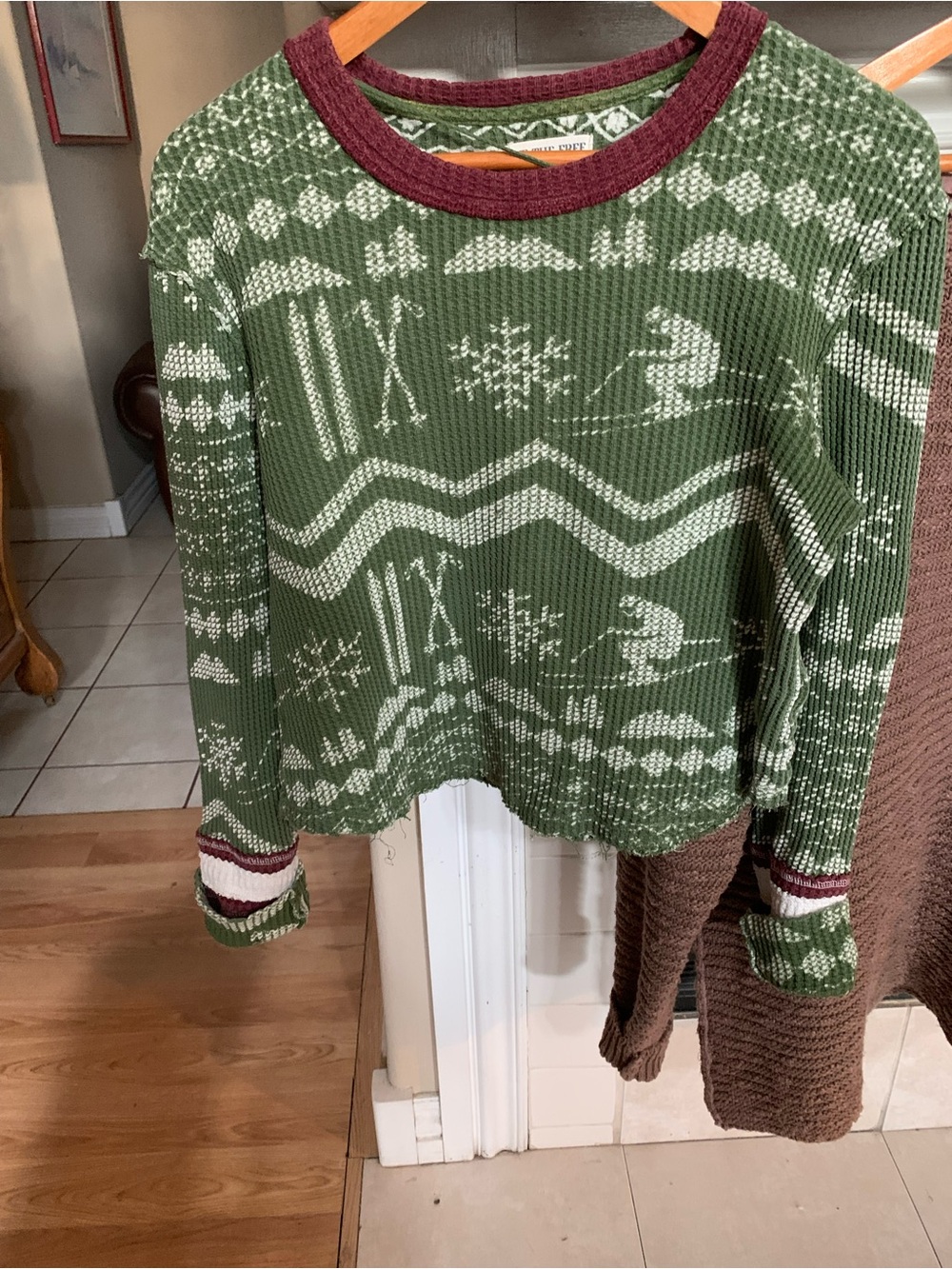We The Free 100% Cotton Thermal Top From Free People Line Cropped Sz Med